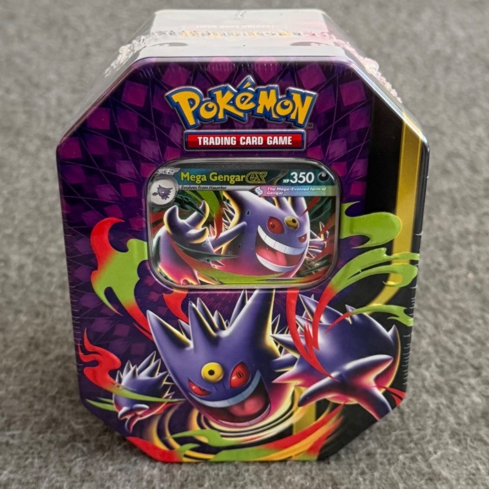 Pokemon TCG Mega Moonlit Tin Mega Gengar ex Foil Promo 4 Booster Packs Sealed